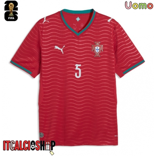 Portogallo Diogo Dalot #5 Prima Maglia Mondiali 2026 Manica Corta